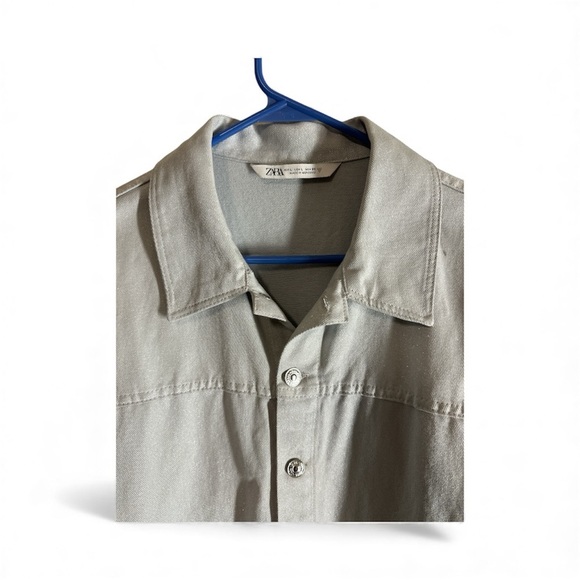 Zara Metallic Shimmer Denim Romper - Picture 4 of 7